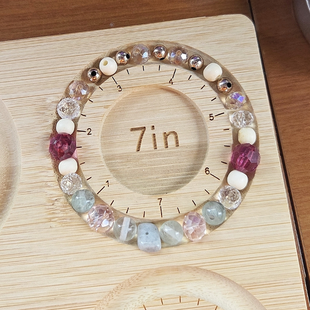 Morganite, Fluorite Gemstone Beaded Stretch Bracelet with Bone Beads
